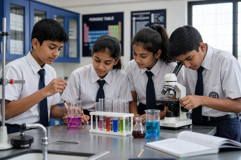 Middle school students at Malla Reddy School