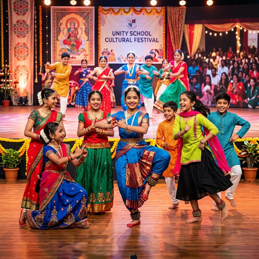 Students performing classical dance at Malla Reddy School Medchal