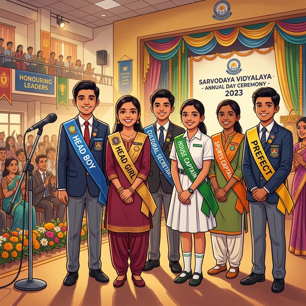 Student council members taking the lead at a Malla Reddy School event.