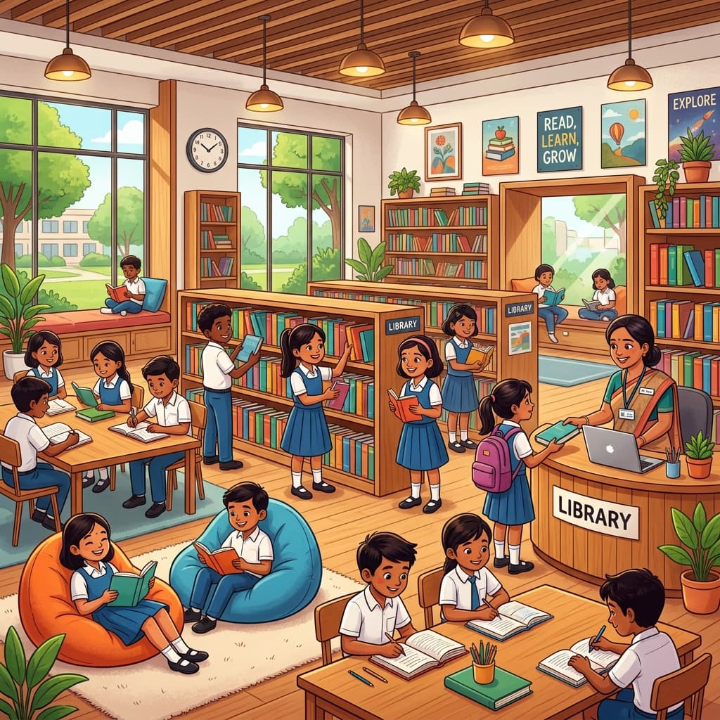 A quiet corner for big imaginations — the Malla Reddy School library.